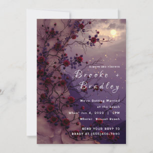 Invitation Mariage sous le ciel de rose au clair de lune