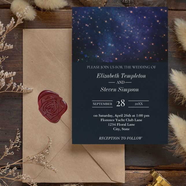 Invitation Mariage sous le ciel étoilé étoile bleu (Créateur téléchargé)