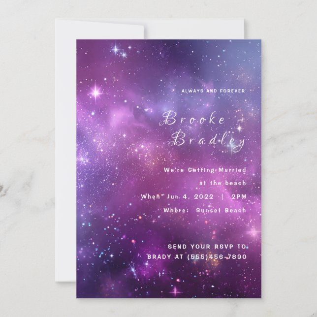 Invitation Mariage sous le ciel nocturne de la nébuleuse de l (Devant)