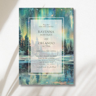 Invitation Mariage sous le ciel nocturne du lac Forest aux lu