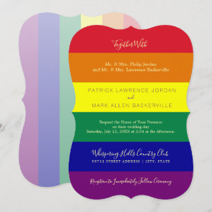 Invitation Mariage sous le drapeau arc-en-ciel