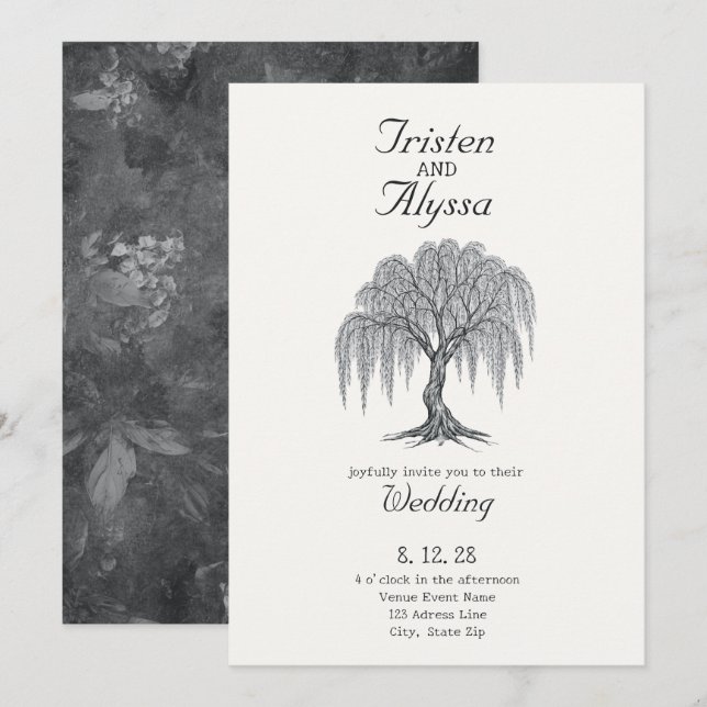 Invitation Mariage sous le saule (Devant / Derrière)