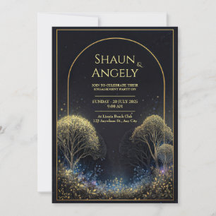 Invitation Mariage sous les étoiles dans une forêt de minuit