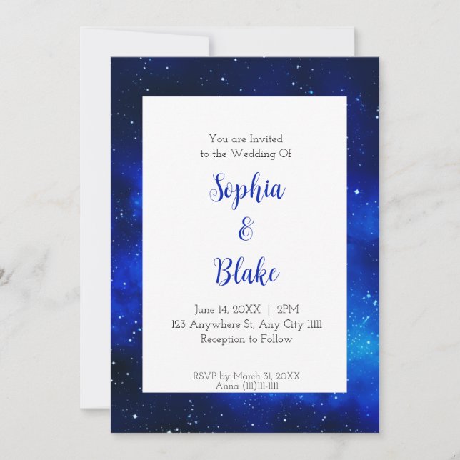 Invitation Mariage sous les étoiles de minuit (Devant)