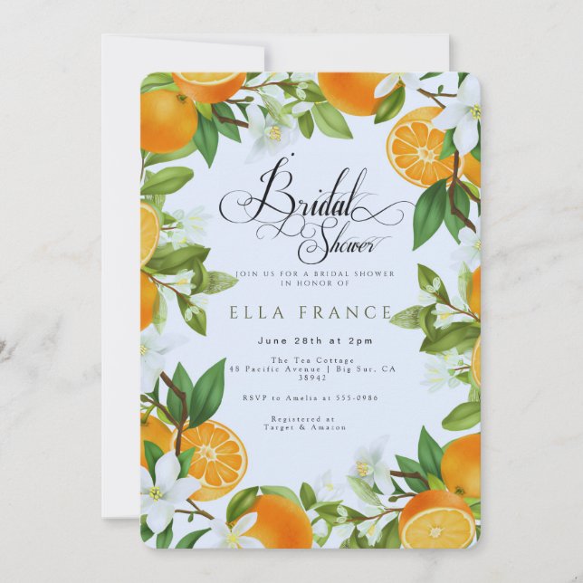 Invitation Mariage sous les fleurs et les citrons (Devant)