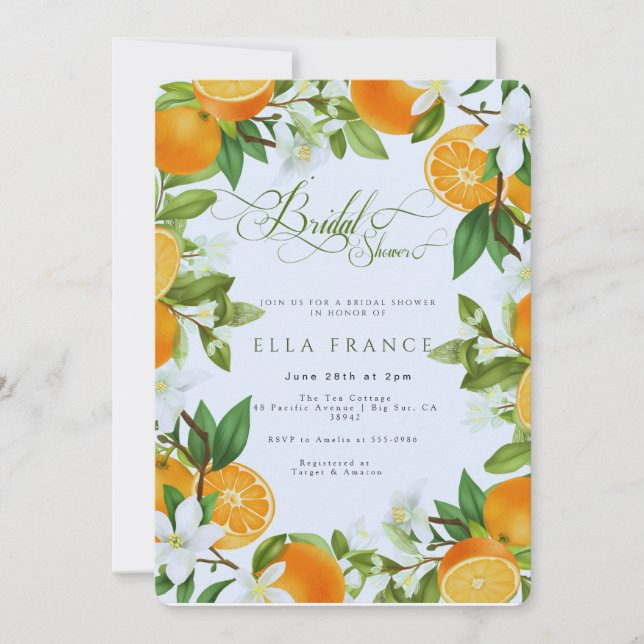 Invitation Mariage sous les fleurs et les citrons (Devant)