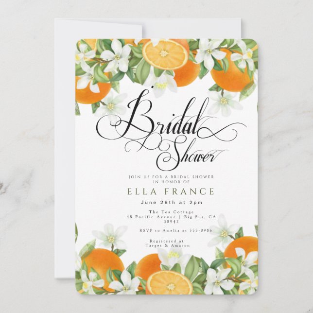 Invitation Mariage sous les fleurs et les citrons (Devant)