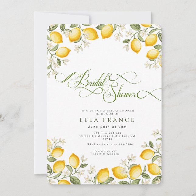 Invitation Mariage sous les fleurs et les citrons (Devant)