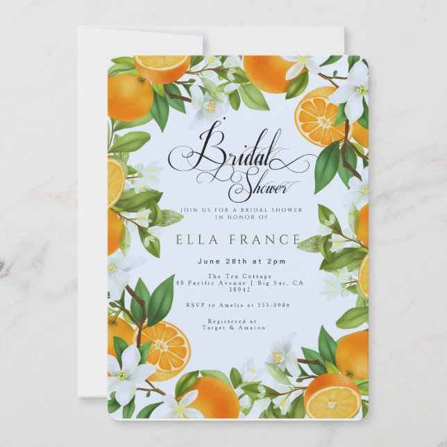 Invitation Mariage sous les fleurs et les citrons (Devant)
