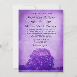 Invitation Mariage sous un chêne violet rustique