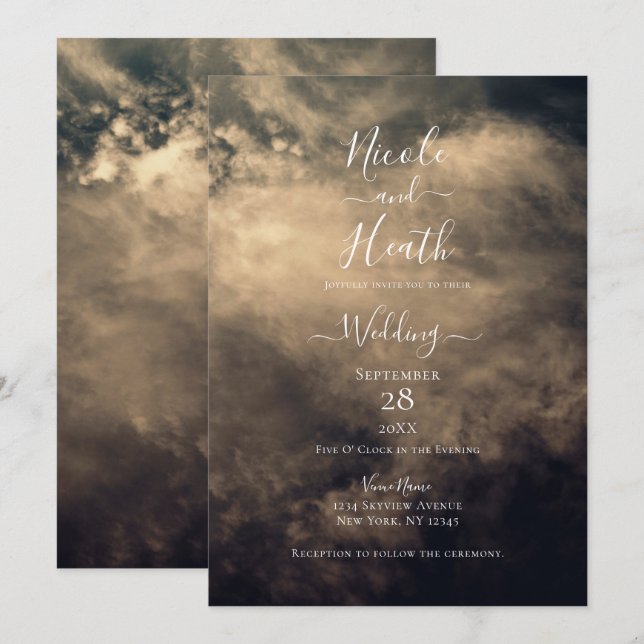 Invitation Mariage sous un ciel orageux sombre (Devant / Derrière)