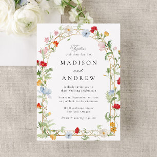 Invitation Mariage sous une Arche Florale de Jardin Colorée