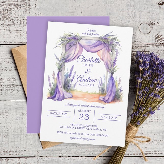 Invitation Mariage sous une arche florale de lavande (Lavender Floral Arch Wedding Invitation
)