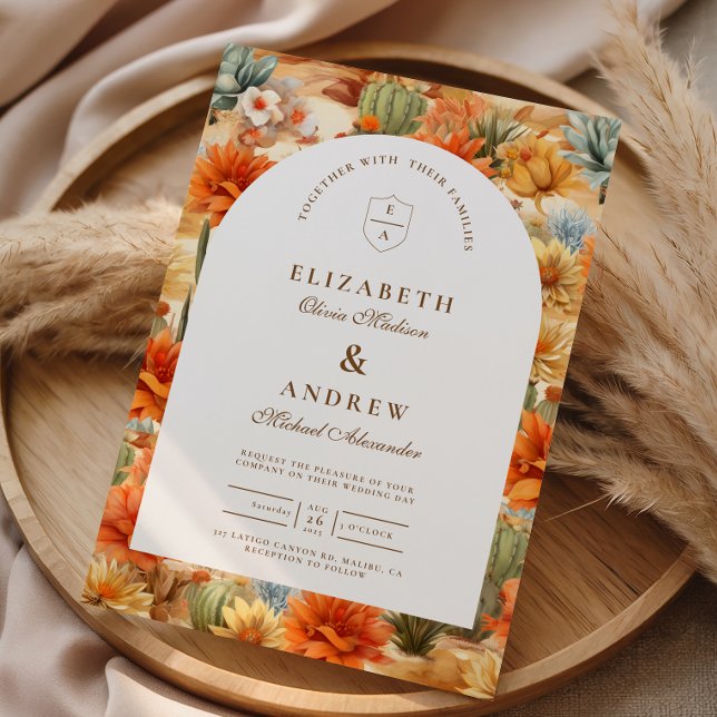Invitation Mariage sous une arche florale du désert (Créateur téléchargé)