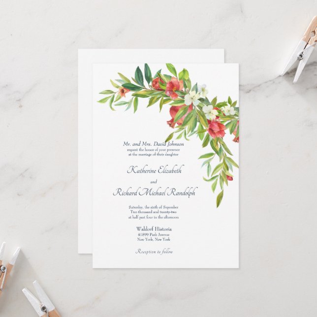 Invitation Mariage Souvenirs en Cascade  (Devant/Arrière en situation)