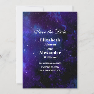 Invitation Mariage spatial, sauvez la date. Étoiles de nuit.