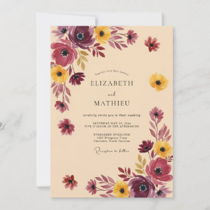 Invitation Mariage Splendide d'Automne Jaune Prune