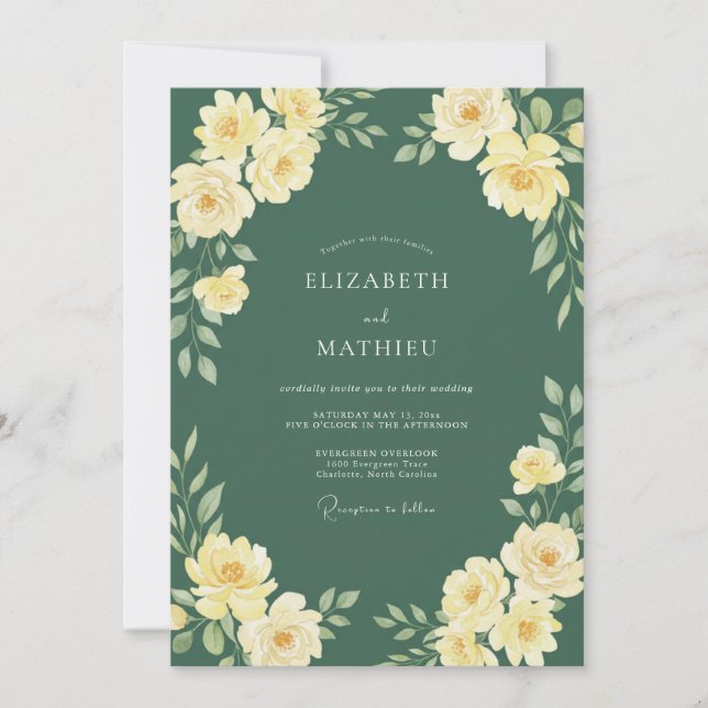 Invitation Mariage Splendide en Forêt de Chasse Verte (Devant)
