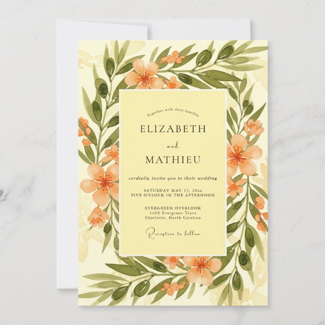 Invitation Mariage splendide toscan jaune (Devant)