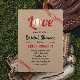 Invitation Mariage sportif de baseball Rustic Kraft Fête des