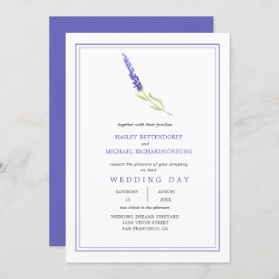 Invitation Mariage Sprig Lavender Simple Moderne  