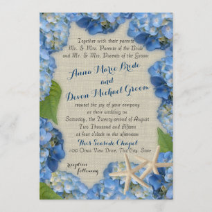 Invitation Mariage Starfish et Blue Hydrangea
