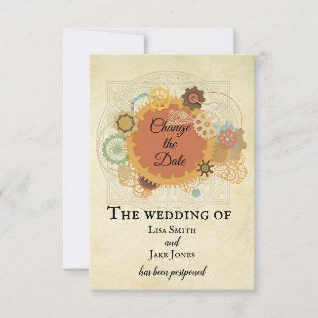 Invitation Mariage Steampunk Changer la date Industriel (Devant)