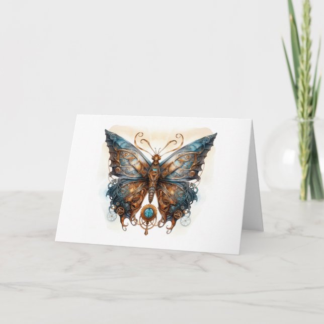 Invitation Mariage steampunk papillon (Devant)