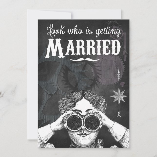 Invitation Mariage Steampunk Tableau Noir (Devant)