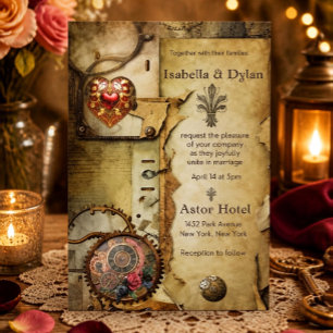 Invitation Mariage Steampunk Vintage Industriel Victorien