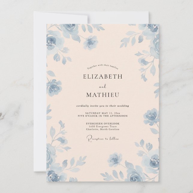Invitation Mariage Steel Ivory Bloom (Devant)
