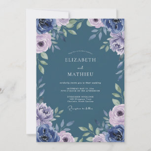 Invitation Mariage Steel Purple Bloom