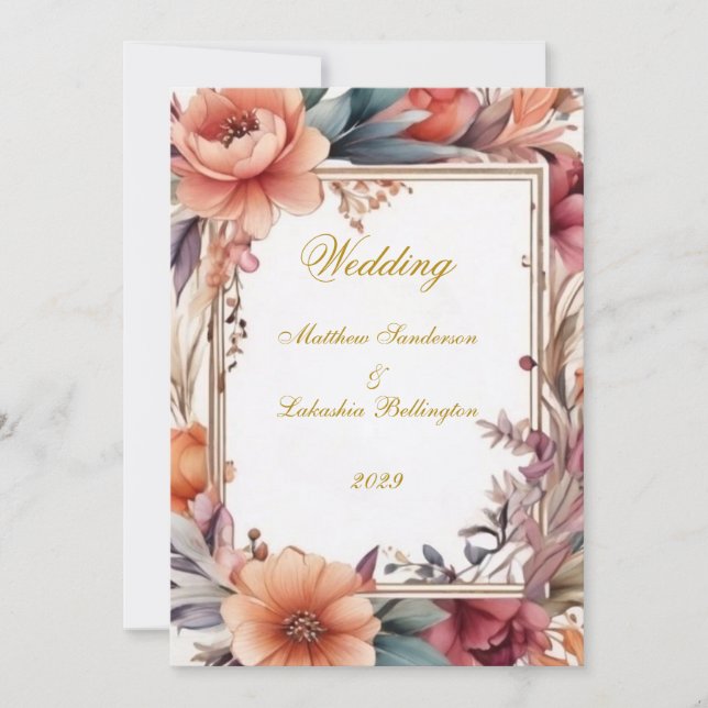 Invitation Mariage style Boho Moderne Sophistiqué Élégant (Devant)