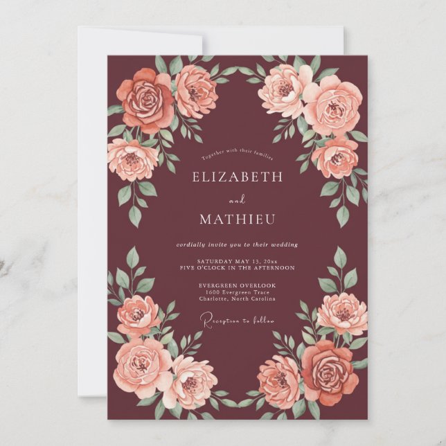 Invitation Mariage sublime d'automne en Bourgogne (Devant)