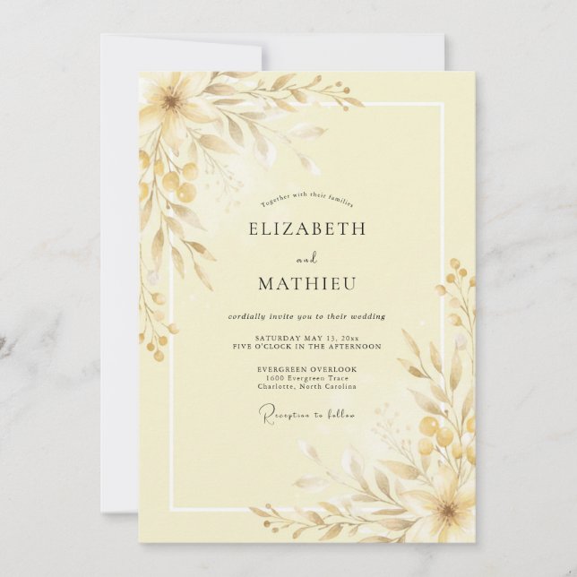 Invitation Mariage subtile prairie Buttercream (Devant)