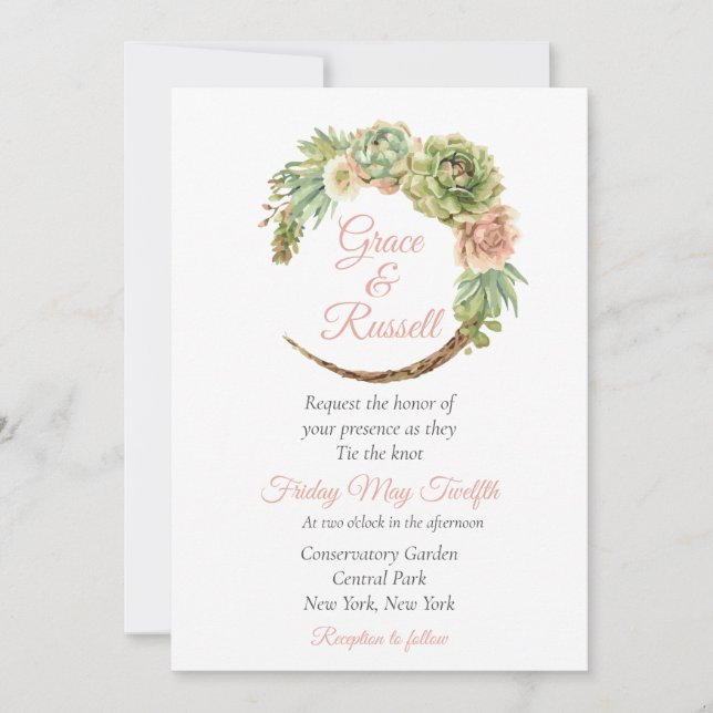Invitation Mariage succulent (Devant)