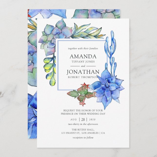 Invitation Mariage Succulent (Devant / Derrière)