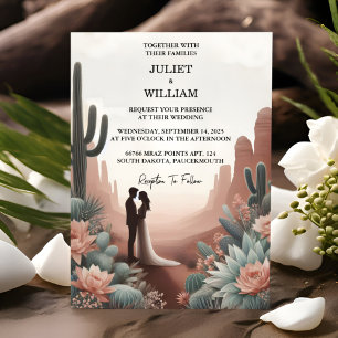Invitation Mariage Succulent des cactus du désert de la feuil