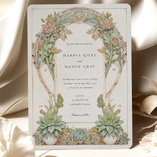 Invitation Mariage Succulents Art Nouveau
