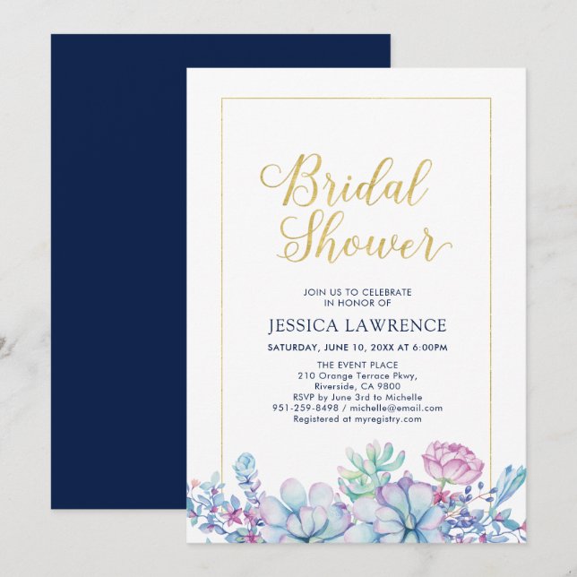 Invitation Mariage & Succulents Tropicaux Fête de Fiançailles (Devant / Derrière)