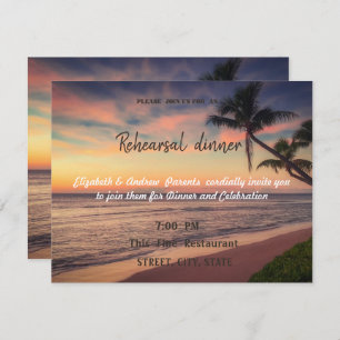 Invitation Mariage Sunset Beach, Dîner de répétition Palms