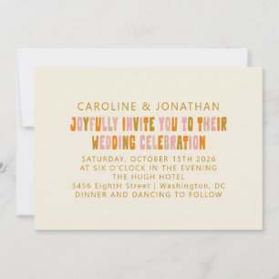 Invitation Mariage super couleur rose et orange
