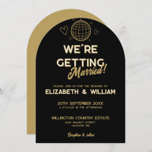 Invitation Mariage Super Disco Black And Gold