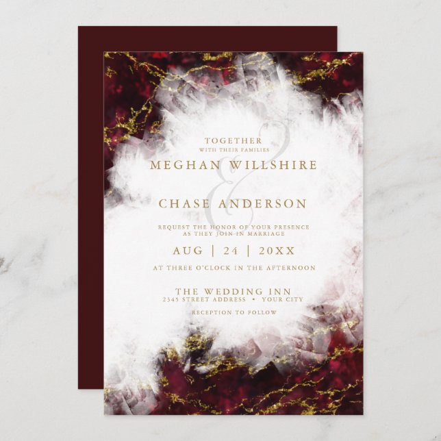 Invitation Mariage | Superbe Géode de cristal Ruby (Devant / Derrière)