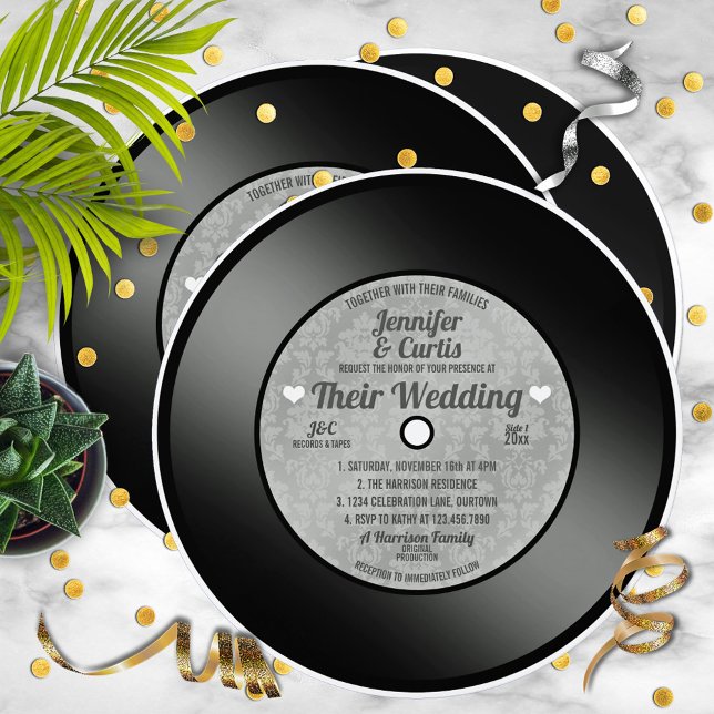 Invitation Mariage sur disque vinyle rétro (Créateur téléchargé)