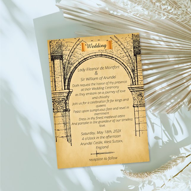 Invitation Mariage sur faux parchemin de château médiéval (Créateur téléchargé)