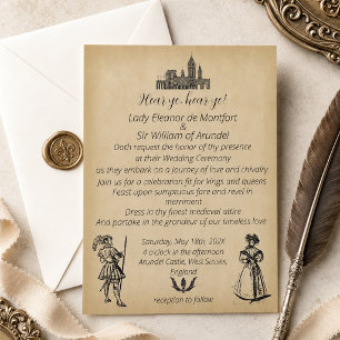 Invitation Mariage sur faux parchemin de la Renaissance médié