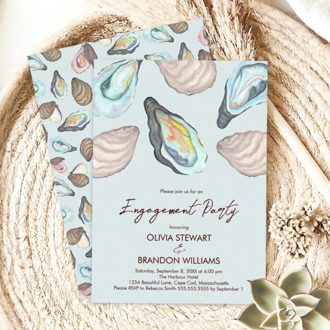 Invitation Mariage sur la Côte Fête de Fiançailles aux Huître (Créateur téléchargé)