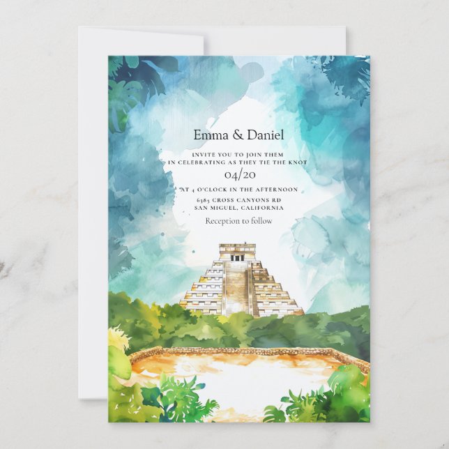 Invitation Mariage sur la plage à Cancun au Mexique (Devant)