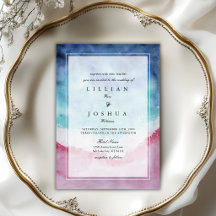 Mariage sur la plage à l'aquarelle rose bleu océan